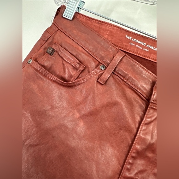 AG Adriano Goldschmied Faux Red Leather The Legging Ankle Wine Jean 28 R - Picture 7 of 7